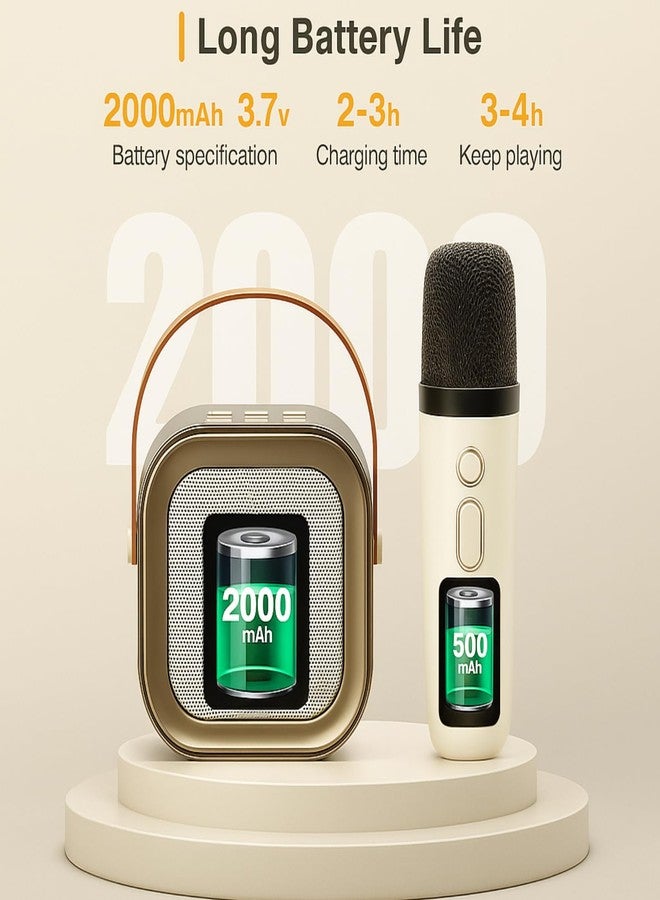 ليناكز مكبر صوت كاريوكي محمول من Lynacz® مزود بميكروفون، وبلوتوث 5.3، وإضاءة LED، وقوة عالية 10 واط، ويدعم منافذ USB/AUX/بطاقة TF - Image 3